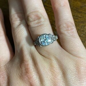 Moissanite, sterling silver ring